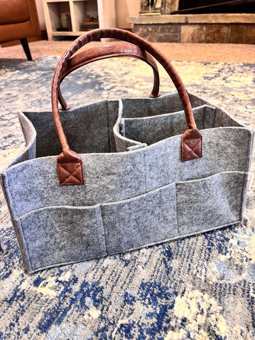 Lily Miles Felt Diaper Caddy Gray Storage Tote